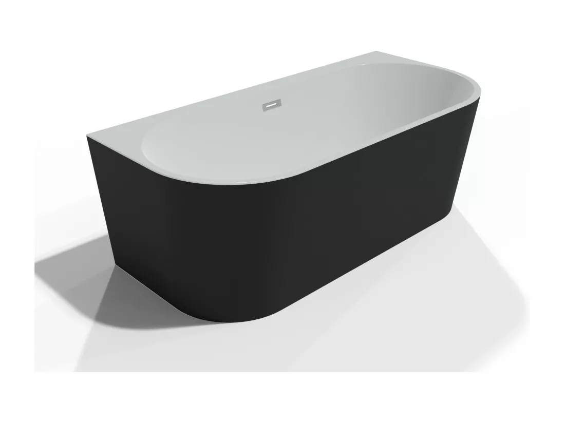 Baignoire semi-îlot Murale NAOS Noire L. 170 x l. 80 cm, by SPALINA