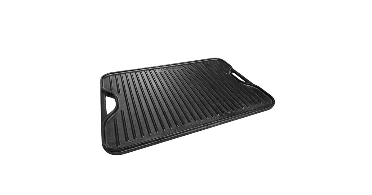 VictoriaOmkeerbare Bakplaat 50 x 35 cm, Seasoned grillplaat  (Zwart, Color packaging)