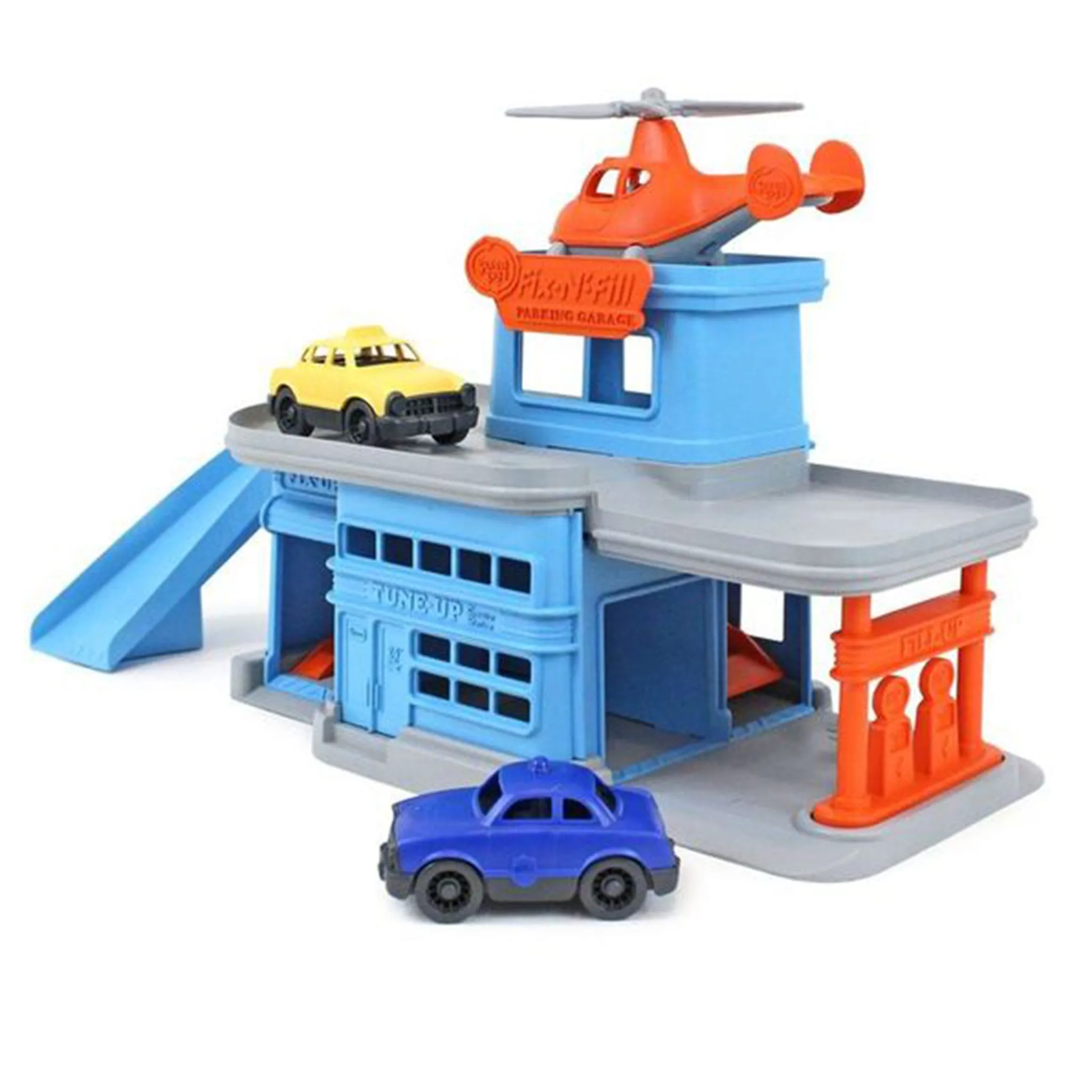 Green Toys Garage avec Hélicoptère Voitur