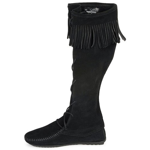 Minnetonka - FRONT LACE HARDSOLE KNEE HI BOOT - Noir