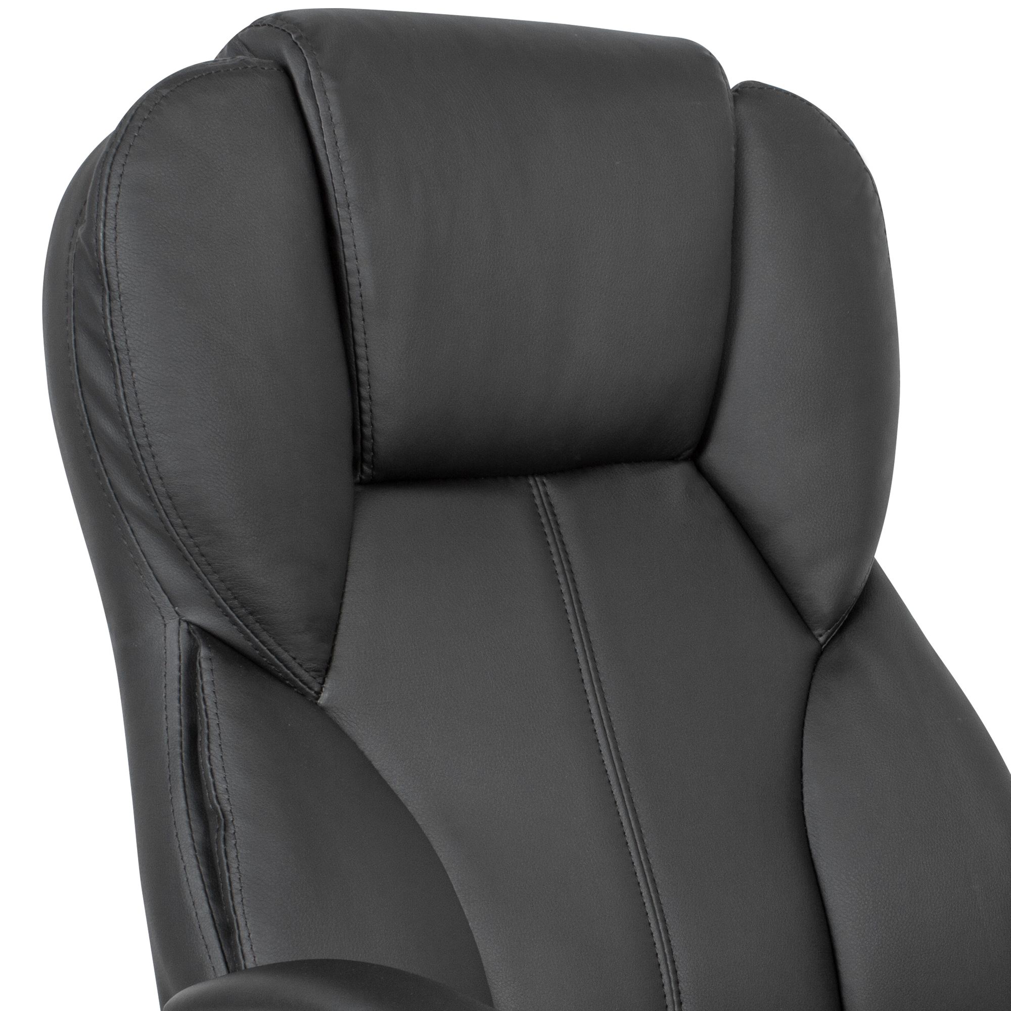 KADIMA DESIGN Premium Chefsessel: Kunstleder, breite Sitzfläche, hohe Rückenlehne, ergonomische Armlehnen, Wippmechanik, großes Fußkreuz, Hartboden-Doppellaufrollen.
