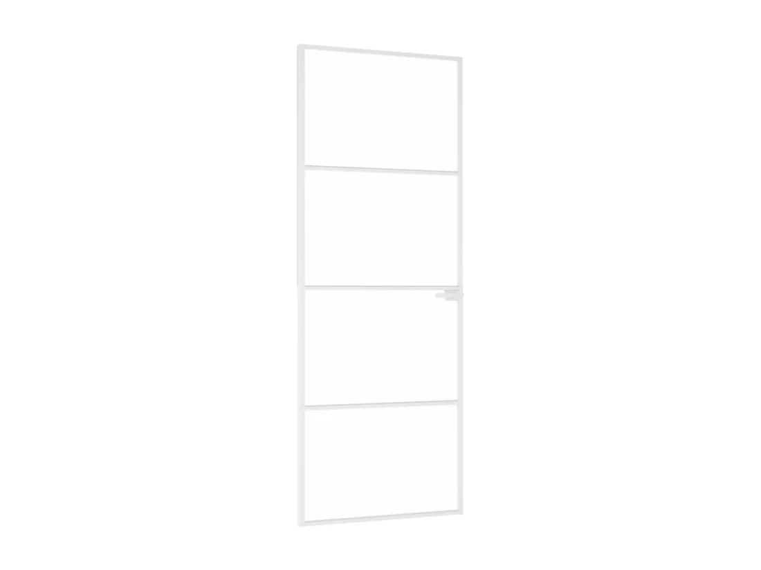 Porte d'intérieur Blanc 76x201,5 cm Trempé verre aluminium fin