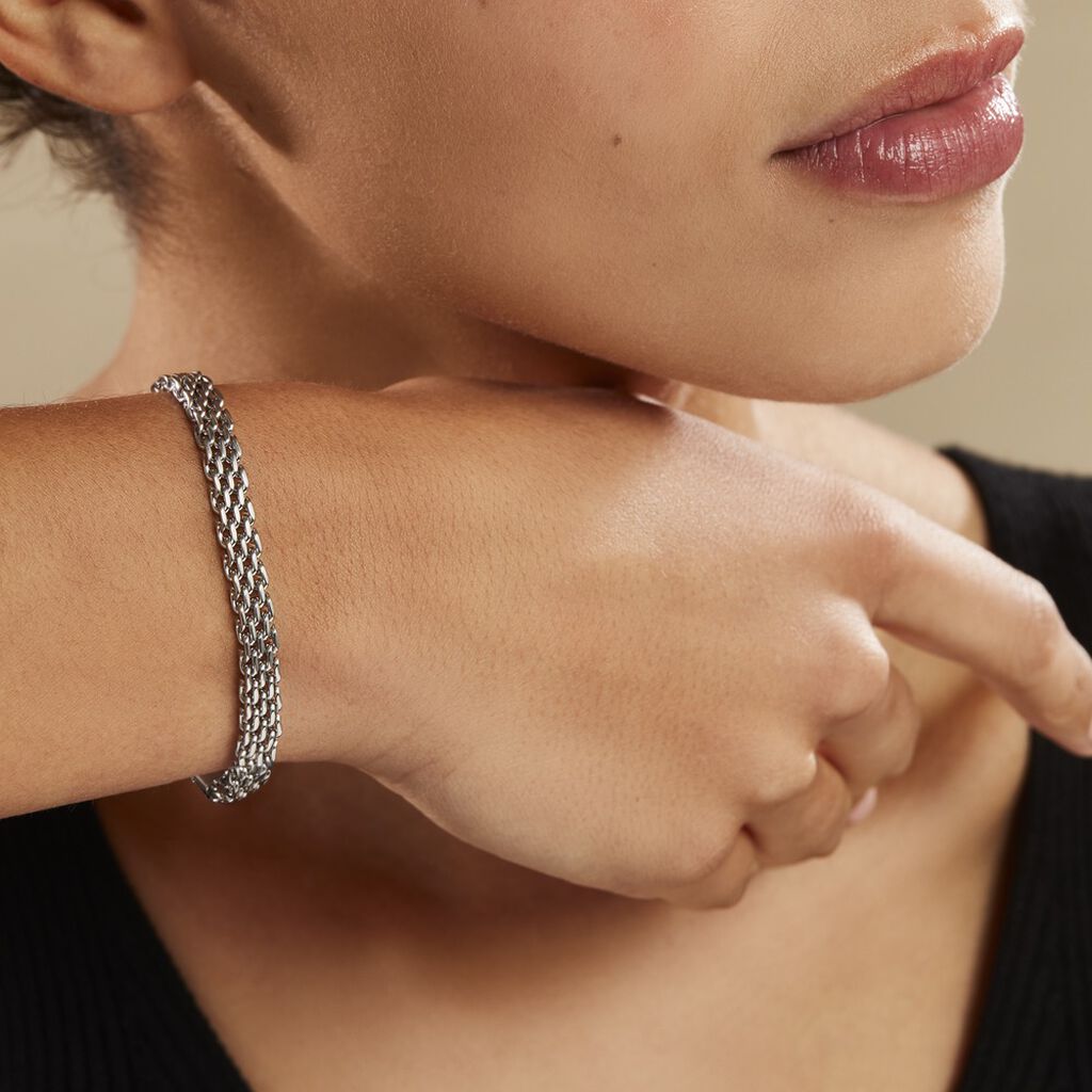 Bracelet Metropolitan Maille Fantaisie Acier Blanc
