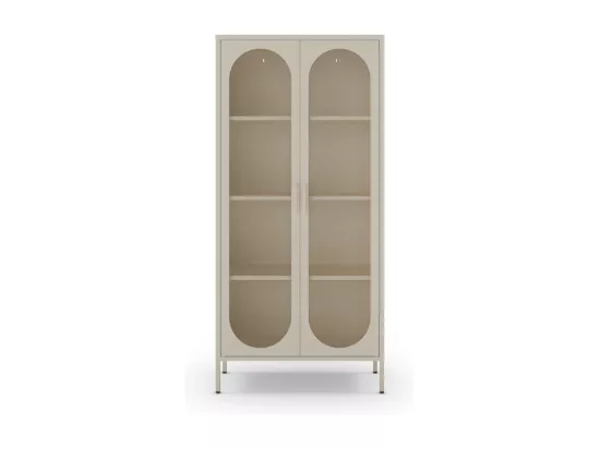Zio - Vaisselier 2 portes en métal H170cm - Beige