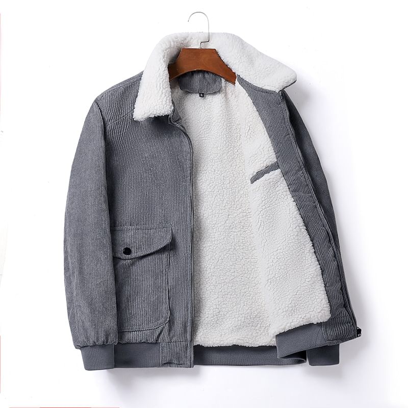 Besto - Eenvoudig corduroy jack met lange mouwen