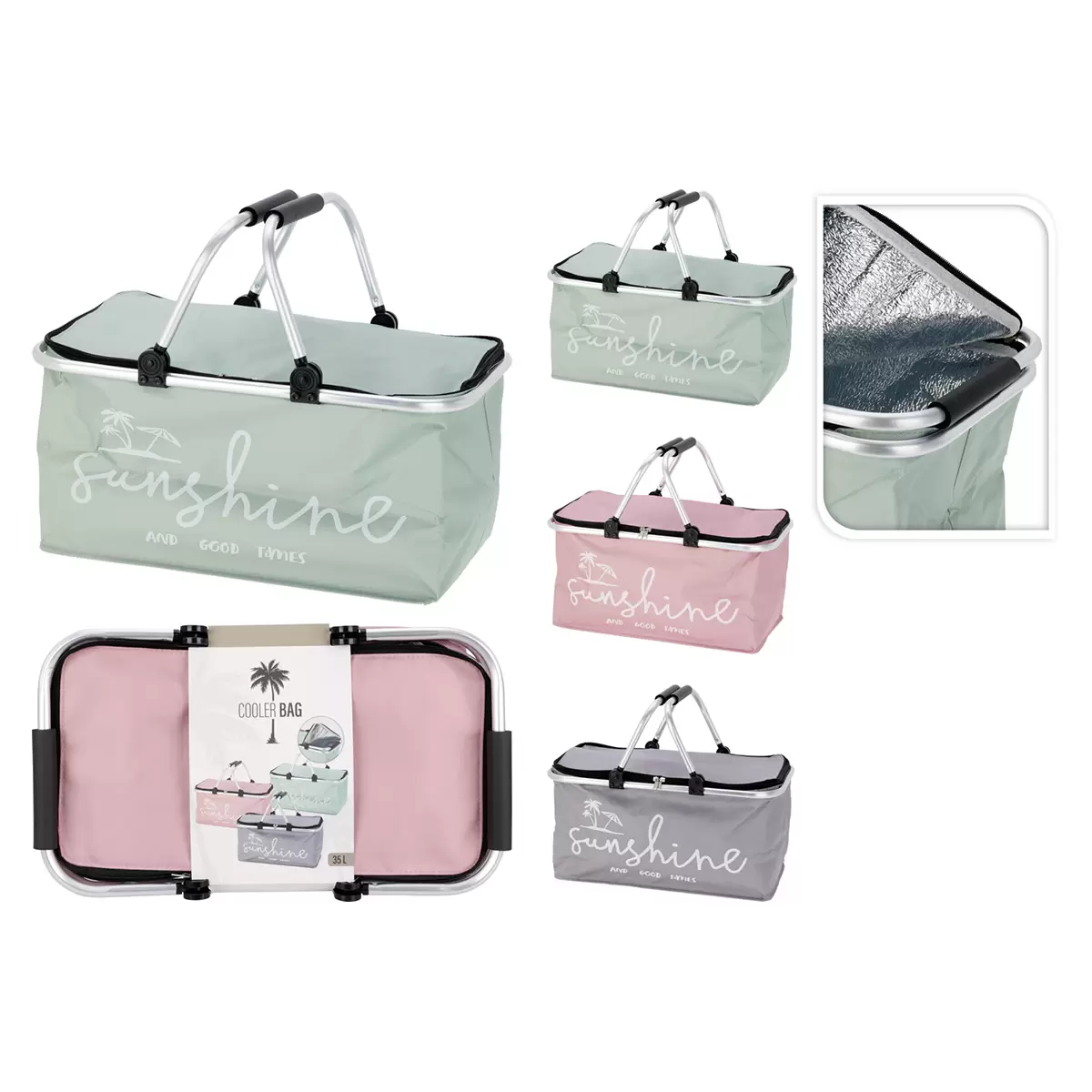 Kühlkorb grau,mint,rosa