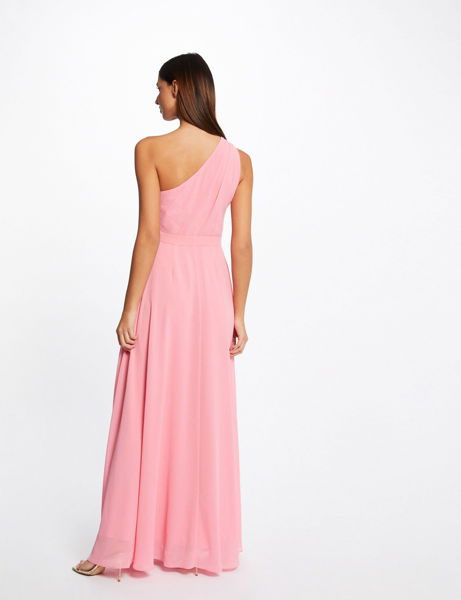 Robe longue évasée asymétrique rose clair femme - rose_clair