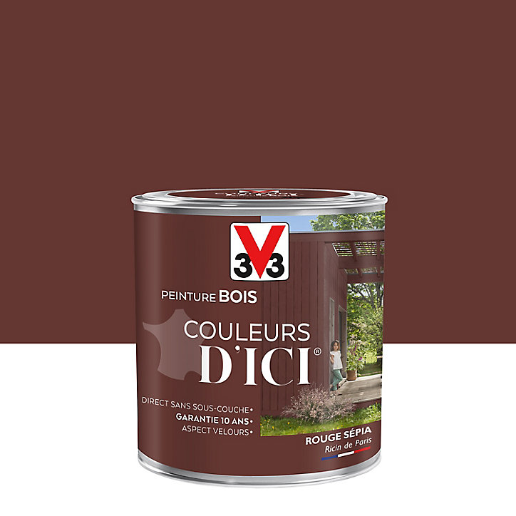 Peinture extérieure bois Couleurs d'ici rouge sépia Velours V33 0,5L