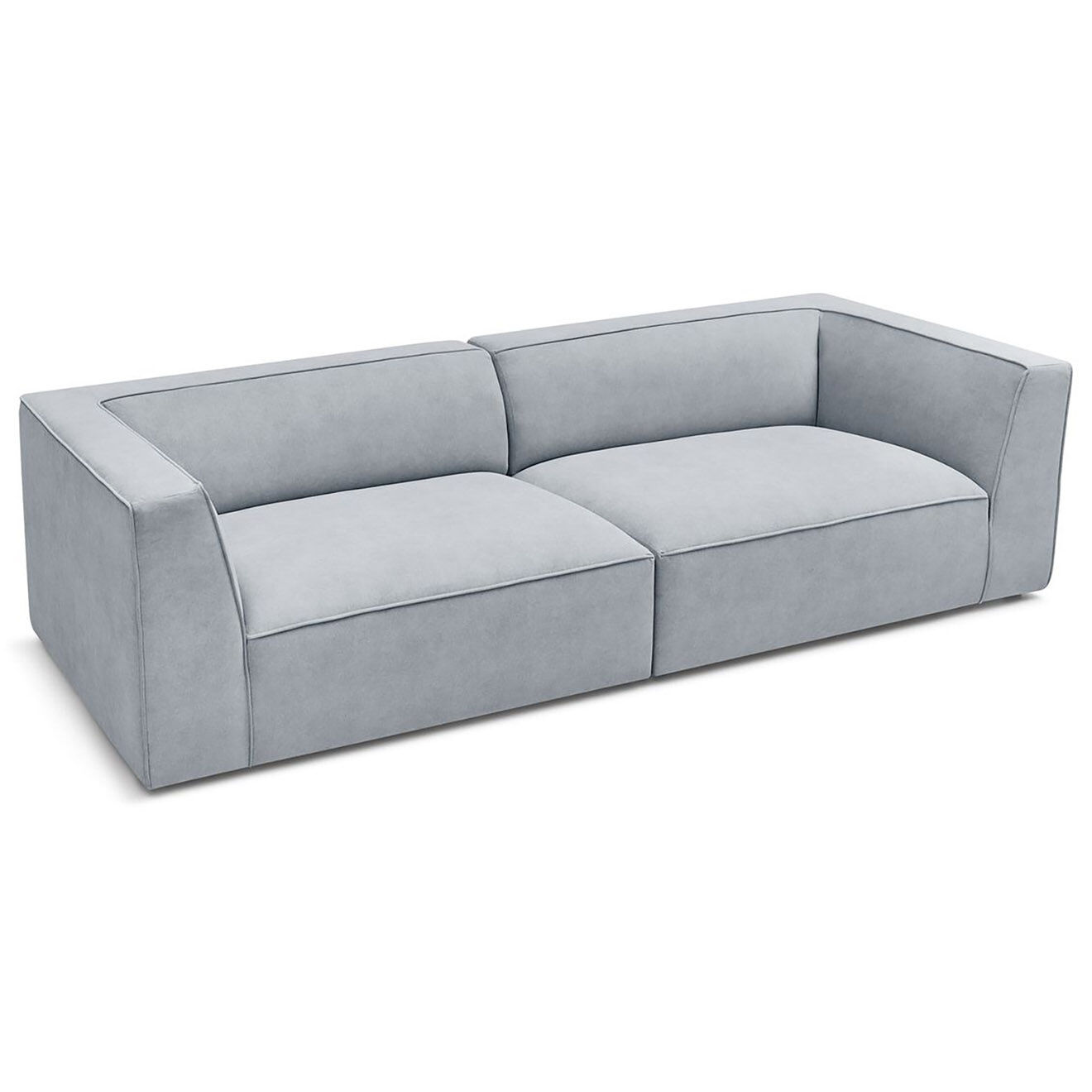 Bobochic Canapé droit fixe 4 places en Velours Molière gris clair - 273x99x71 cm
