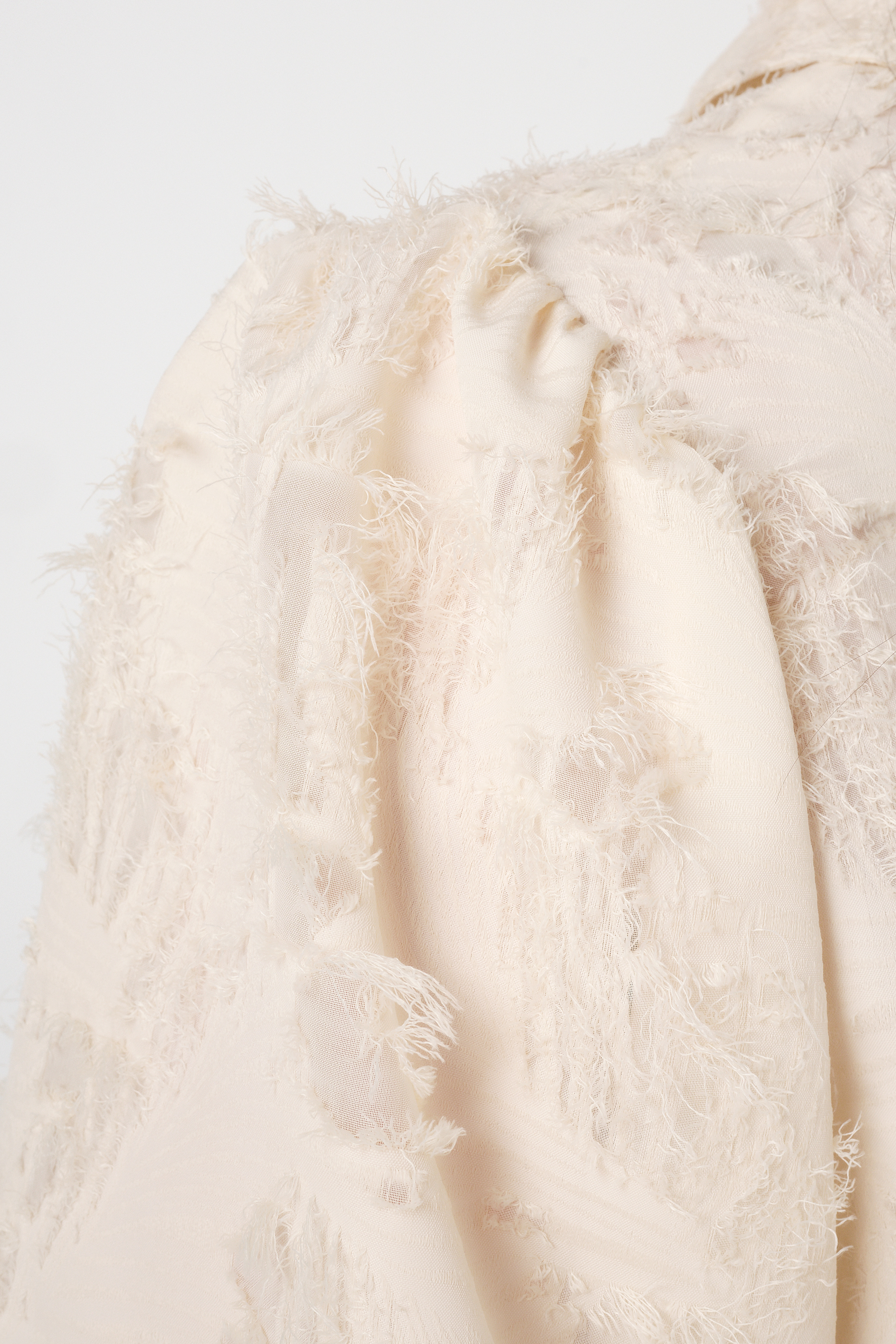 Blouse met structuur en ballonmouwen Cream