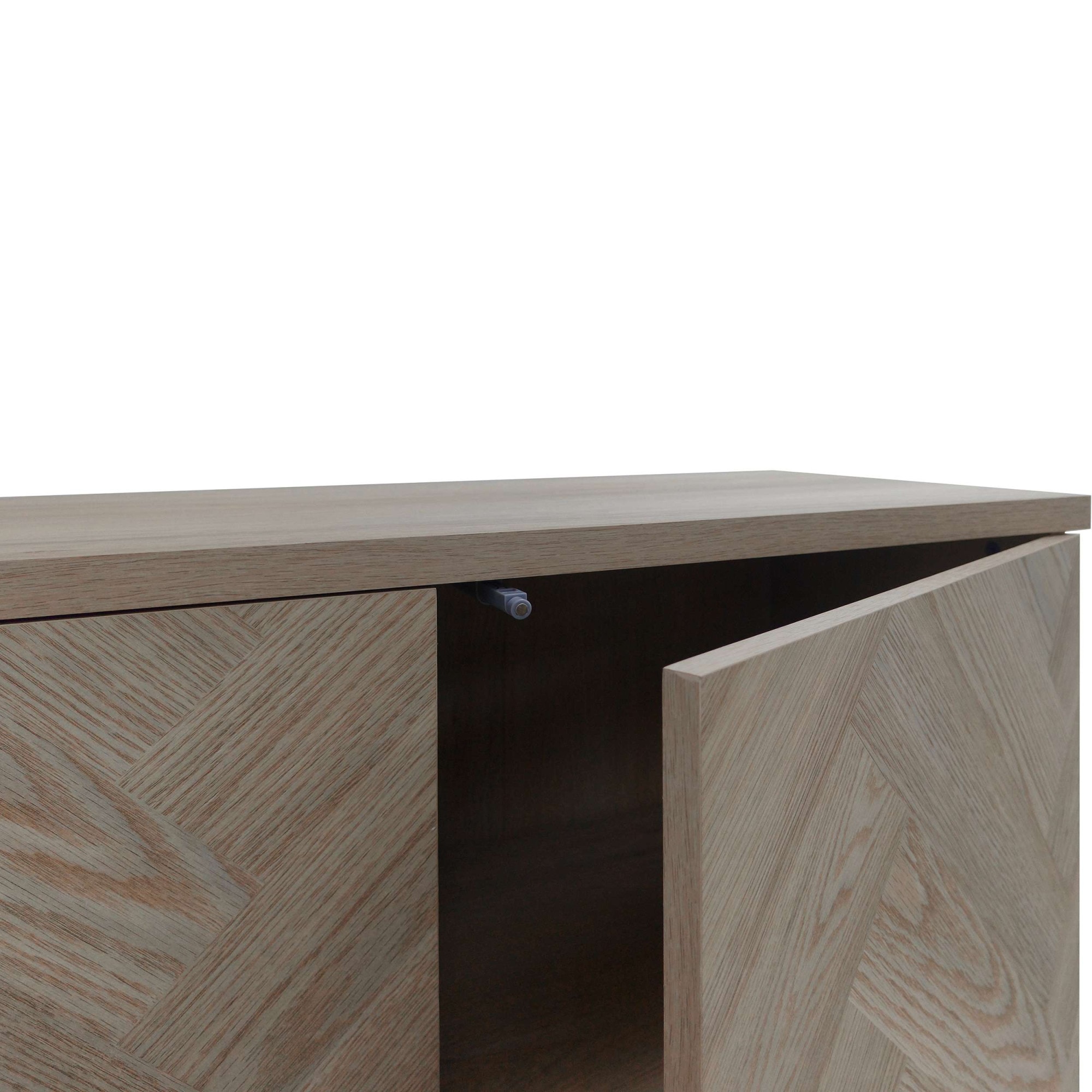 Leonique Lowboard »Eadwine« TV-Kommode, Push-to-open, Türen mit Fischgräten Muster, Breite 175 cm