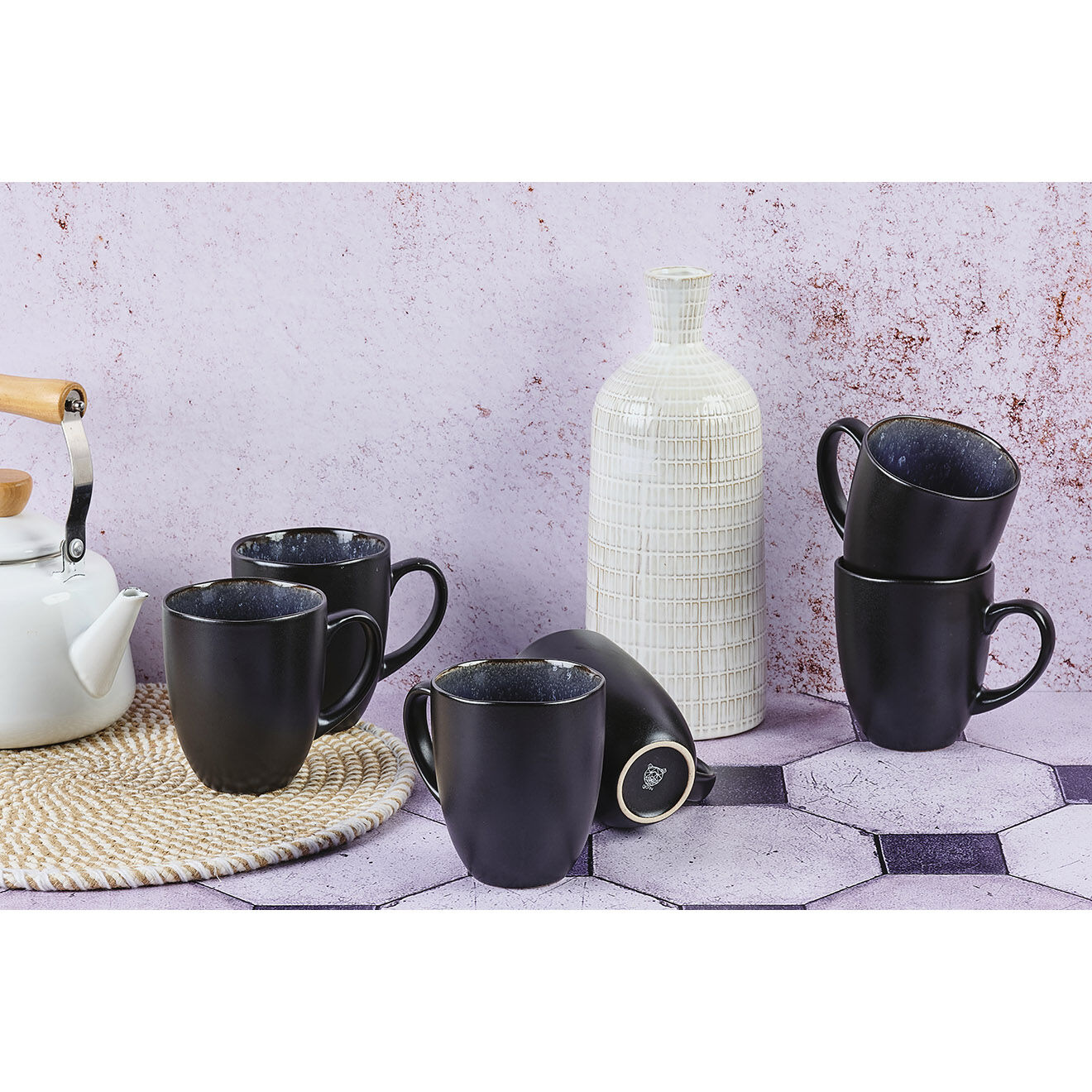 Bjorn 6 Mugs en Grès Iris bleu foncé - 40 cl