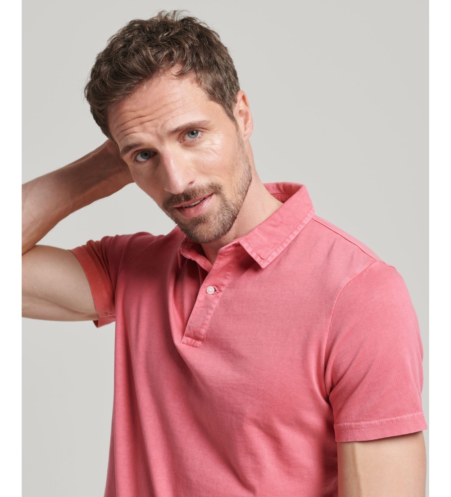 Camisa polo rosa de malha da Superdry
