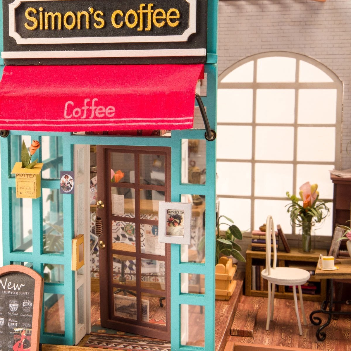 Robotime 3D puzzel Rolife Simon's koffiehoek 22,6 x 19 x 19,4 cm