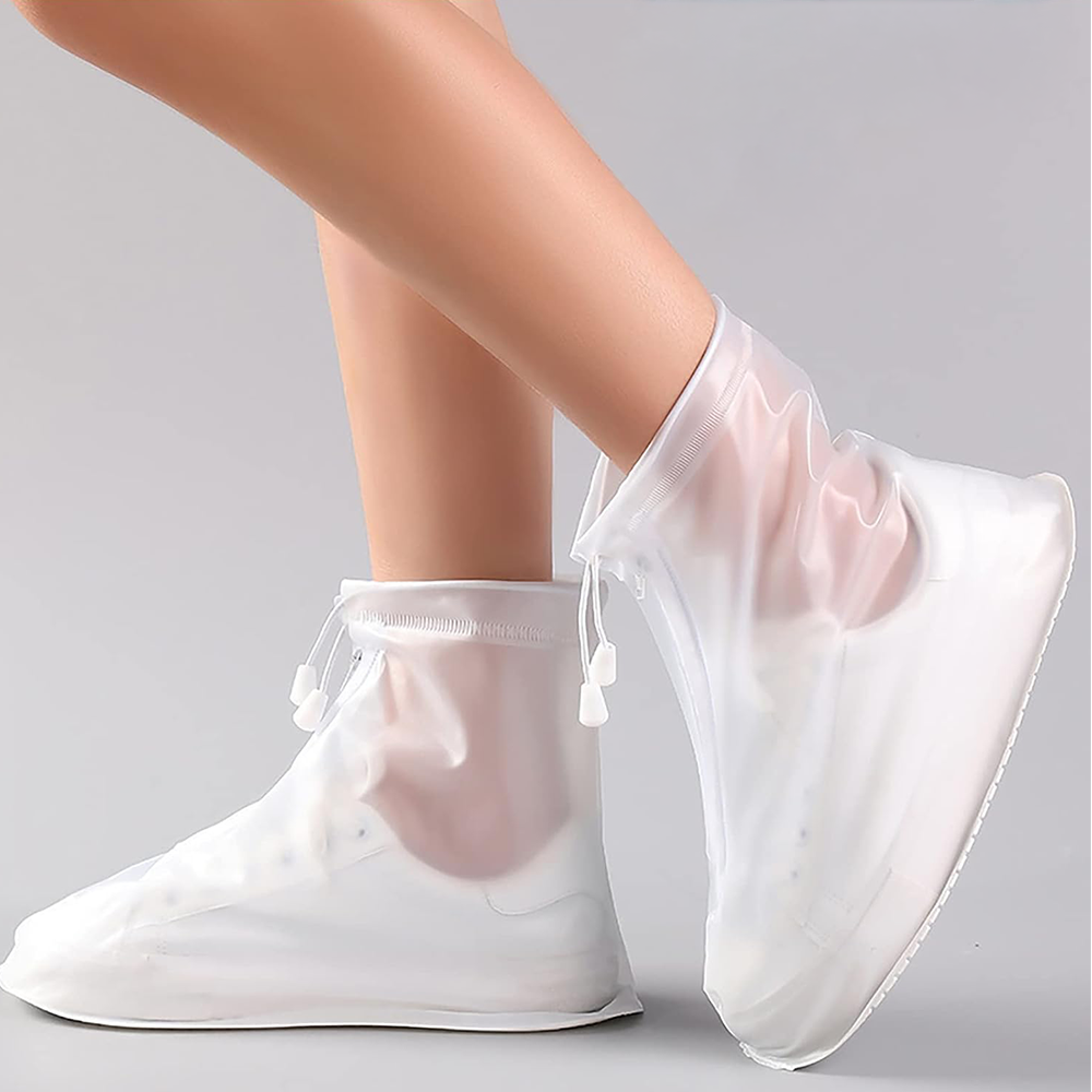 (1 Paar) Gr. 38-40 Wiederverwendbare Schuhabdeckung Outdoor Schuhüberzug Wasserabweisend mit Reissverschluss - Transparent