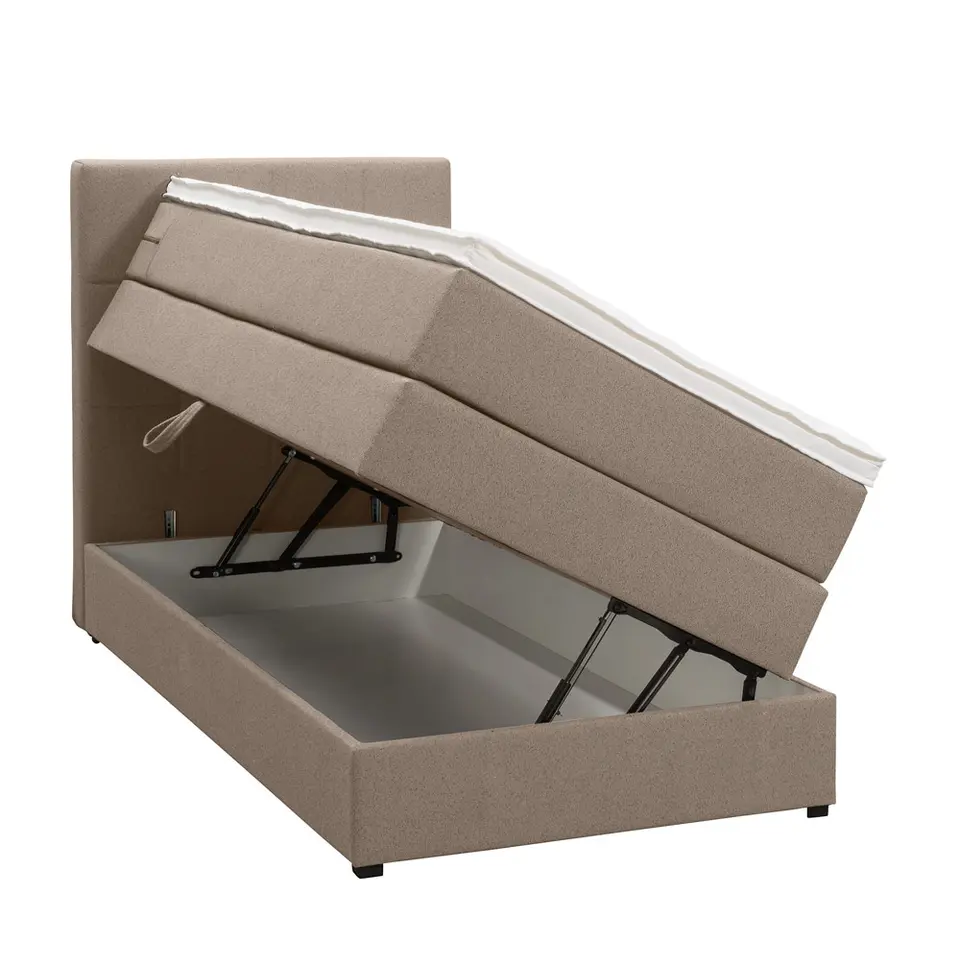 Boxspring met opbergruimte Liv geblokt - beige - 90x200 cm