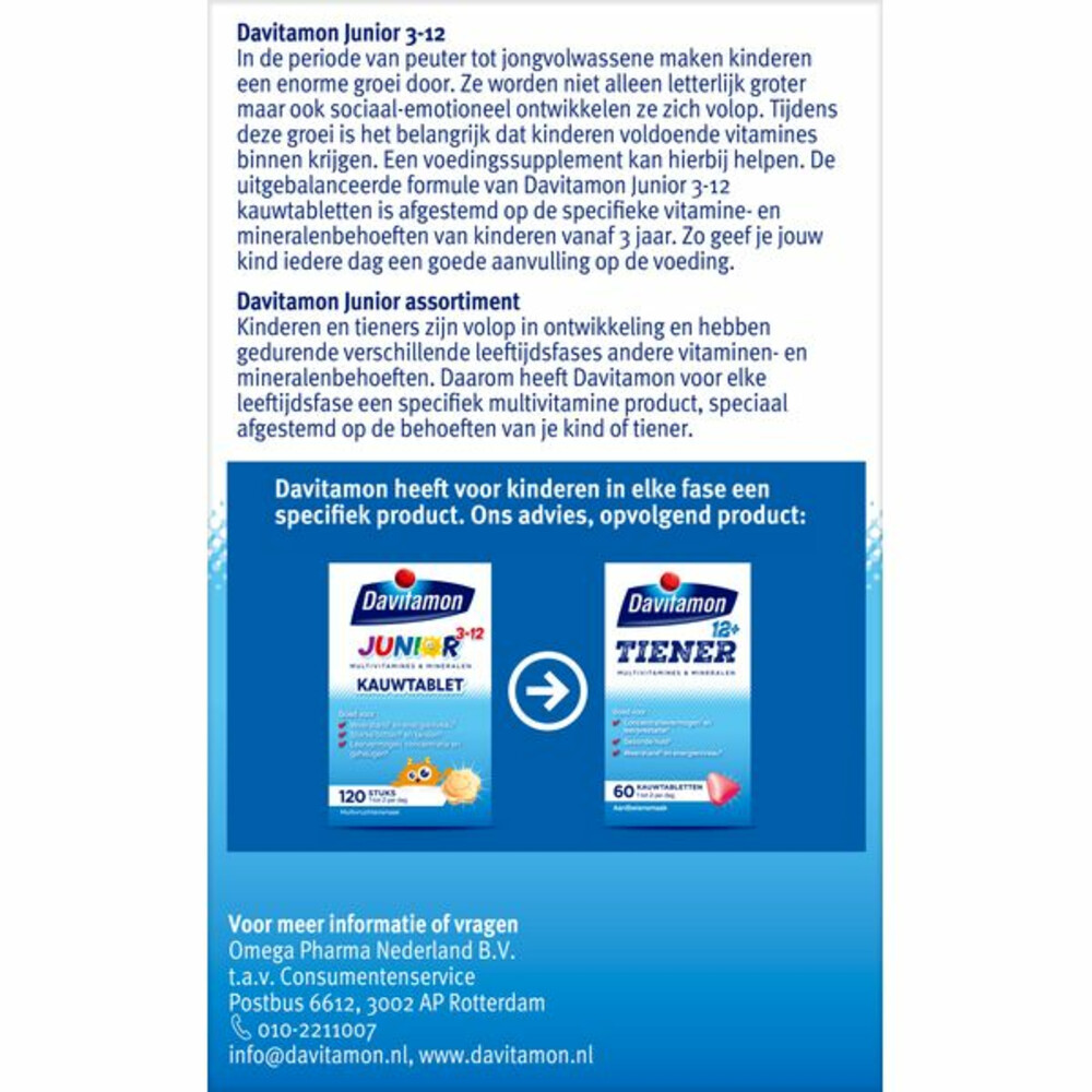 2x Davitamon Junior 3+ Multivruchten120 kauwtabletten