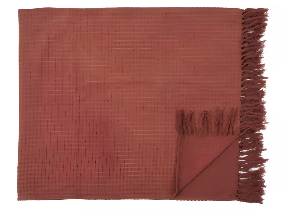 Jete De Canape Gaufre Terracotta 130x160cm