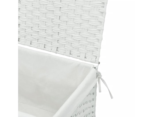VIDAXL - Panier à linge avec couvercle blanc 55,5x35x34cm résine tres...