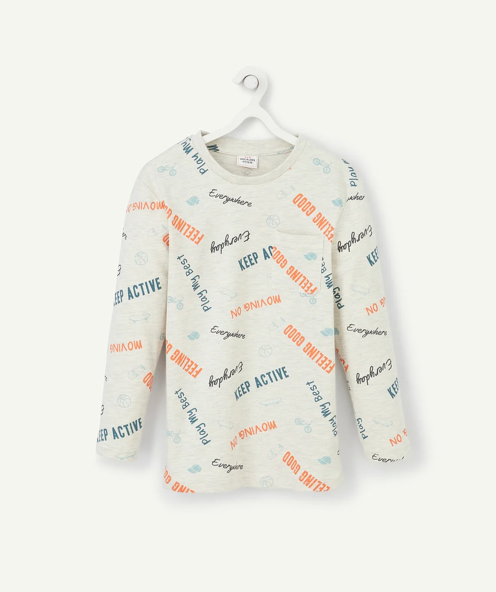 LE T-SHIRT GRIS AVEC ANIMATION ORANGE EN FIBRES RECYCLÉES