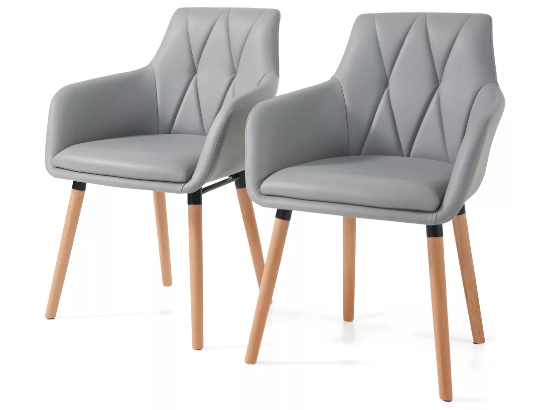 Bonnie | Ensemble de 2 chaises d'appoint rembourrées en PU gris