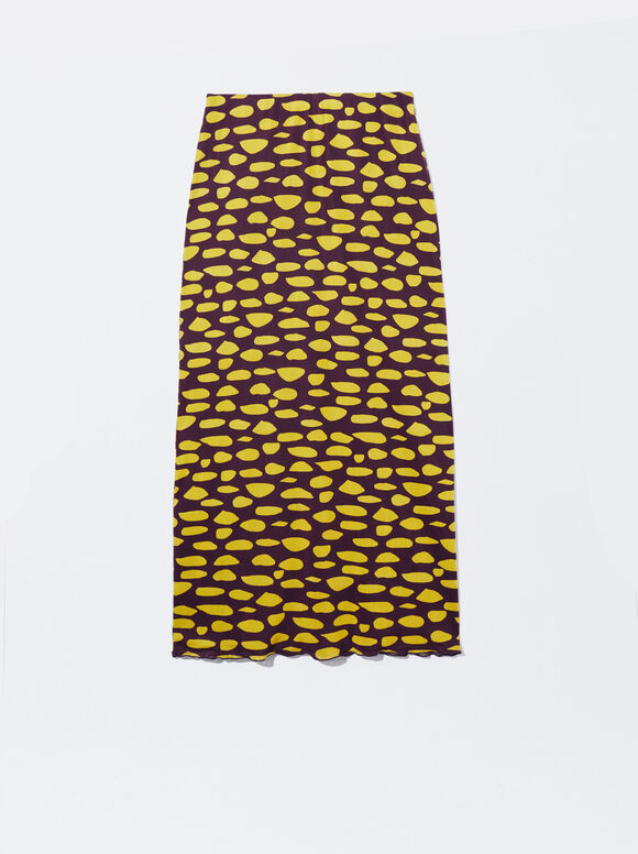 Saia midi estampada - Multicolorida