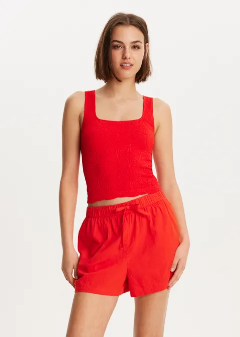 Singlet met schelpenpatroon rood (ROO)