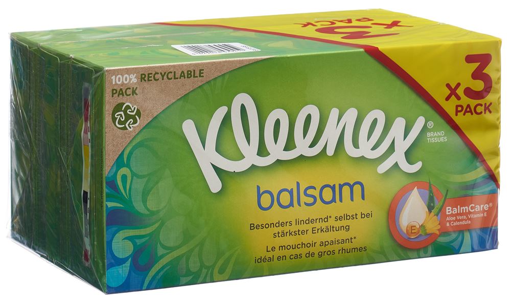 Kleenex Balsam Taschentücher<br>3 × 56 Stück, Box Trio