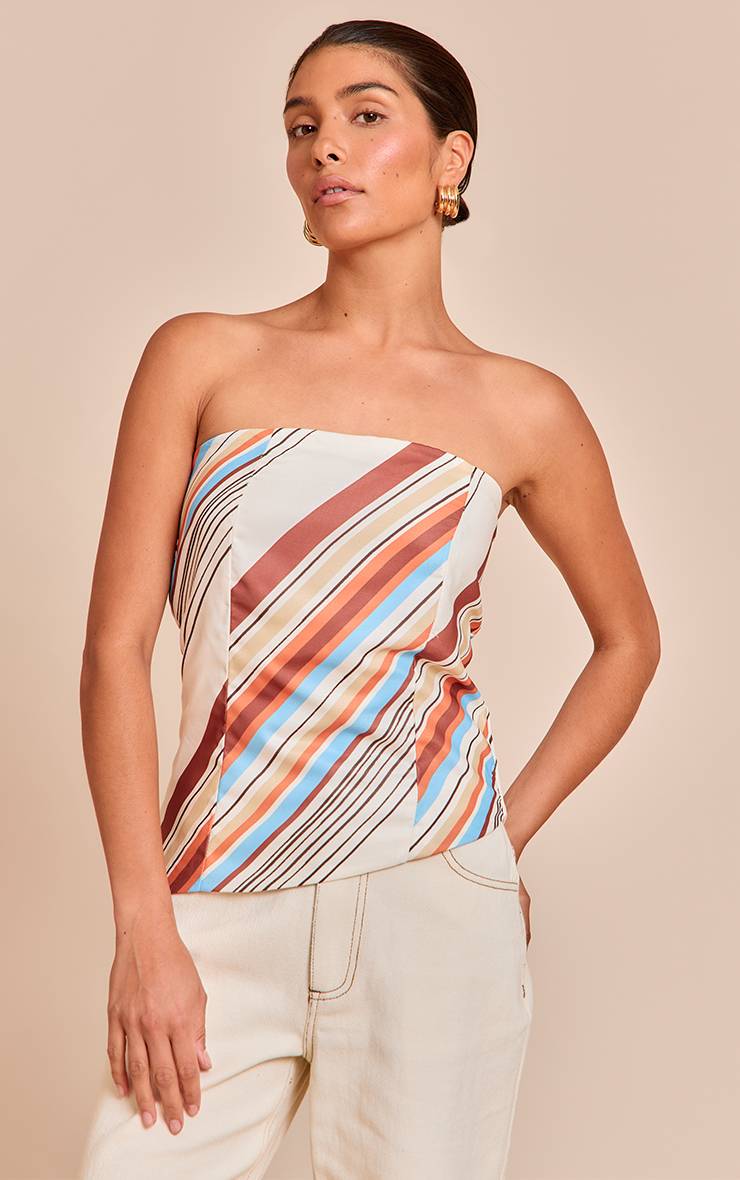 Multicolore Haut Bandeau Petite À Rayures