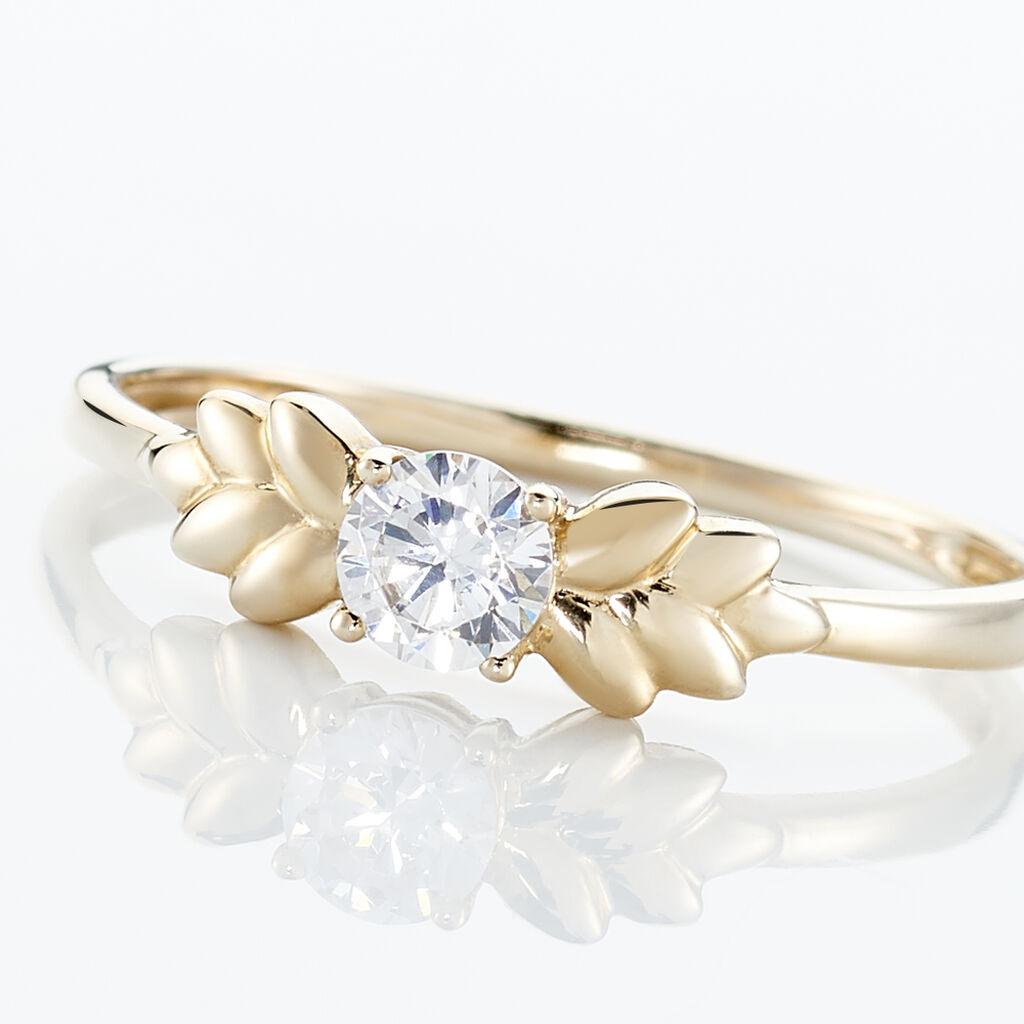 Bague Solitaire Alexine Or Jaune Oxyde De Zirconium