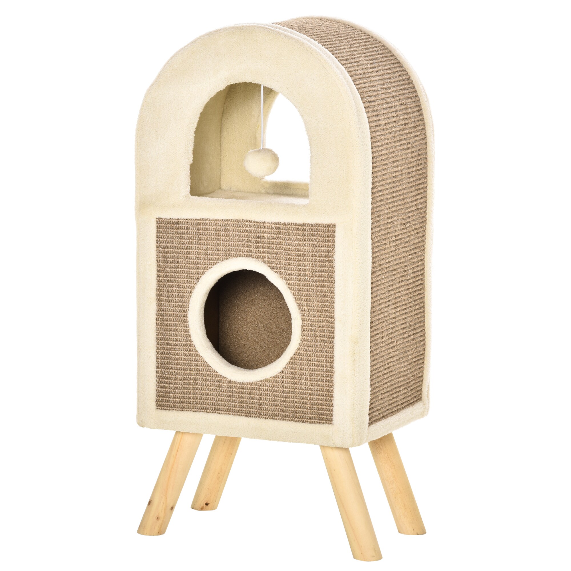 PawHut Kratzbaum mit mehreren Ebenen braun 40L x 34B x 91H cm