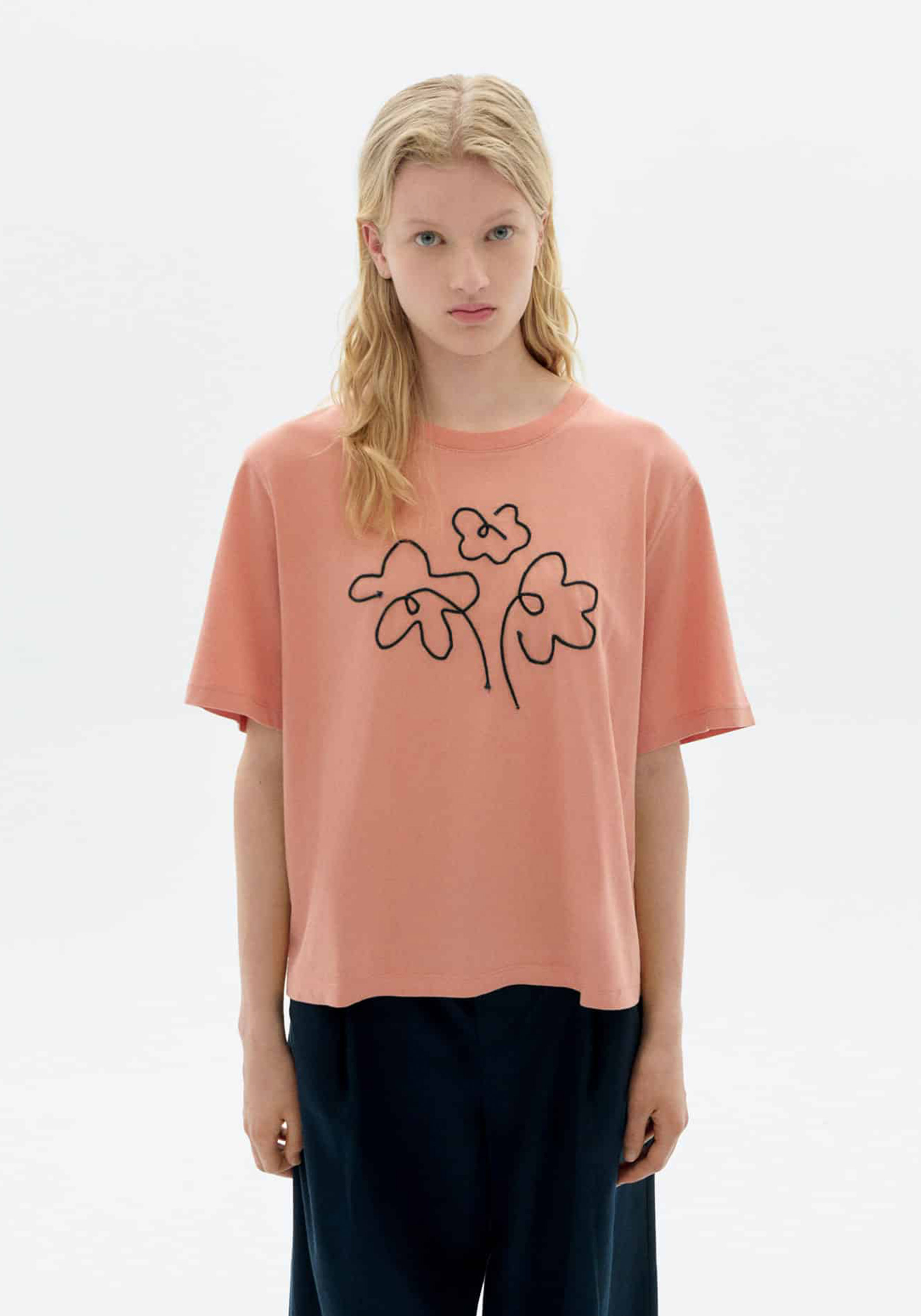 Thinking Mu T-Shirt Lucia Flower Rope Pink