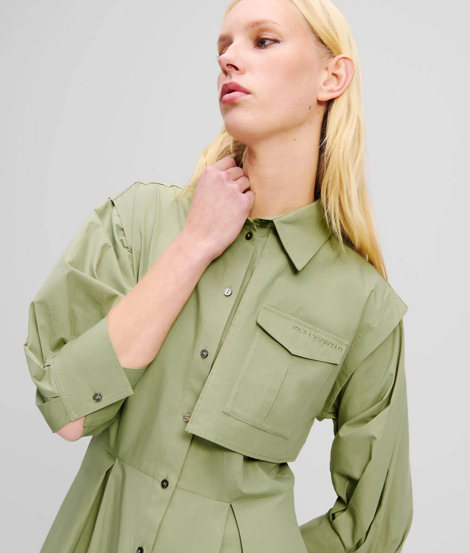 ROBE-CHEMISIER CARGO - Vert d'huile