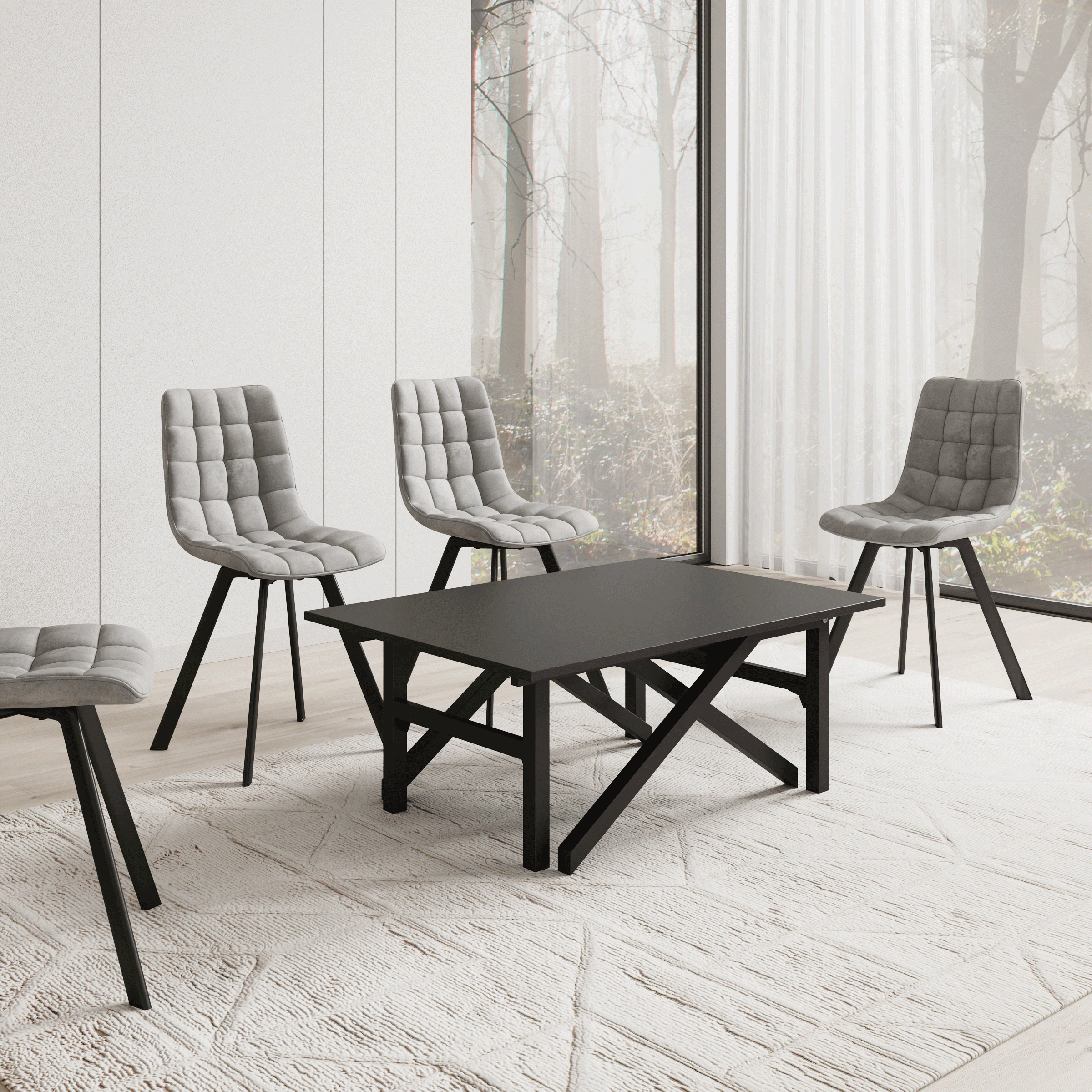 Xalir - Salontafel uitschuifbaar tot eettafel - Zwart - 100x70x40 cm