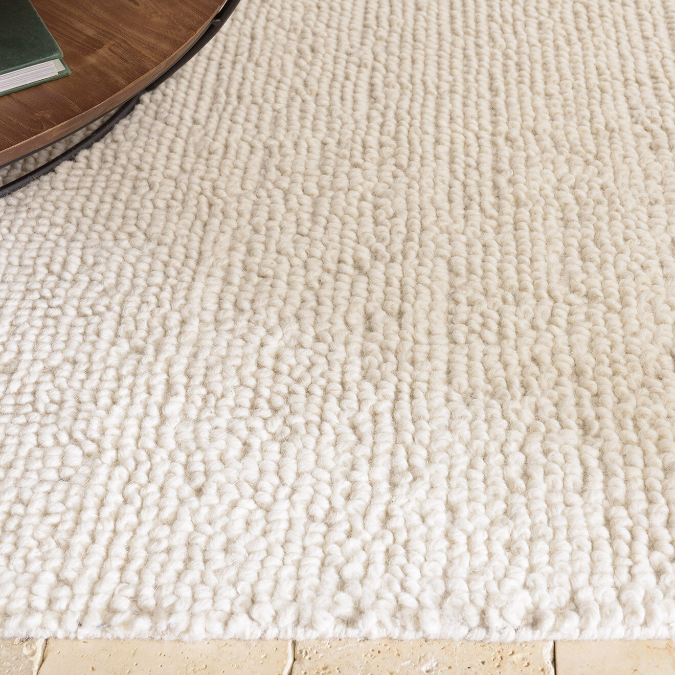 Macabane Tapis en Laine bouclée Sacha ivoire - 290x200 cm