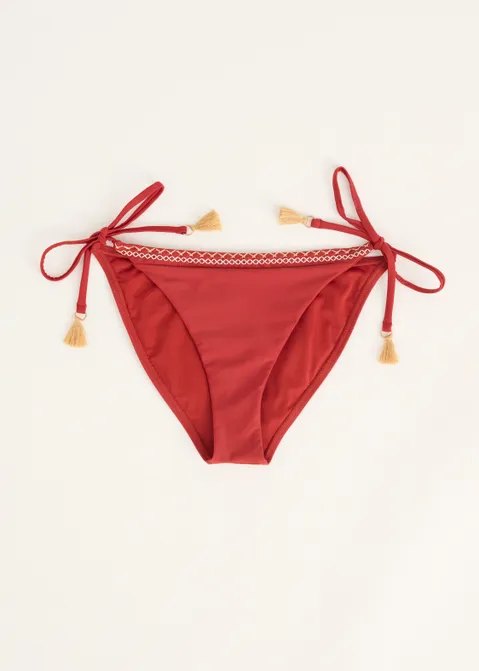 Bikini broekje geborduurd rood (ROO.RS)