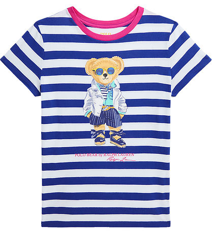 Polo Ralph Lauren T-Shirt - Weiß/Blau Gestreift m. Kuscheltier