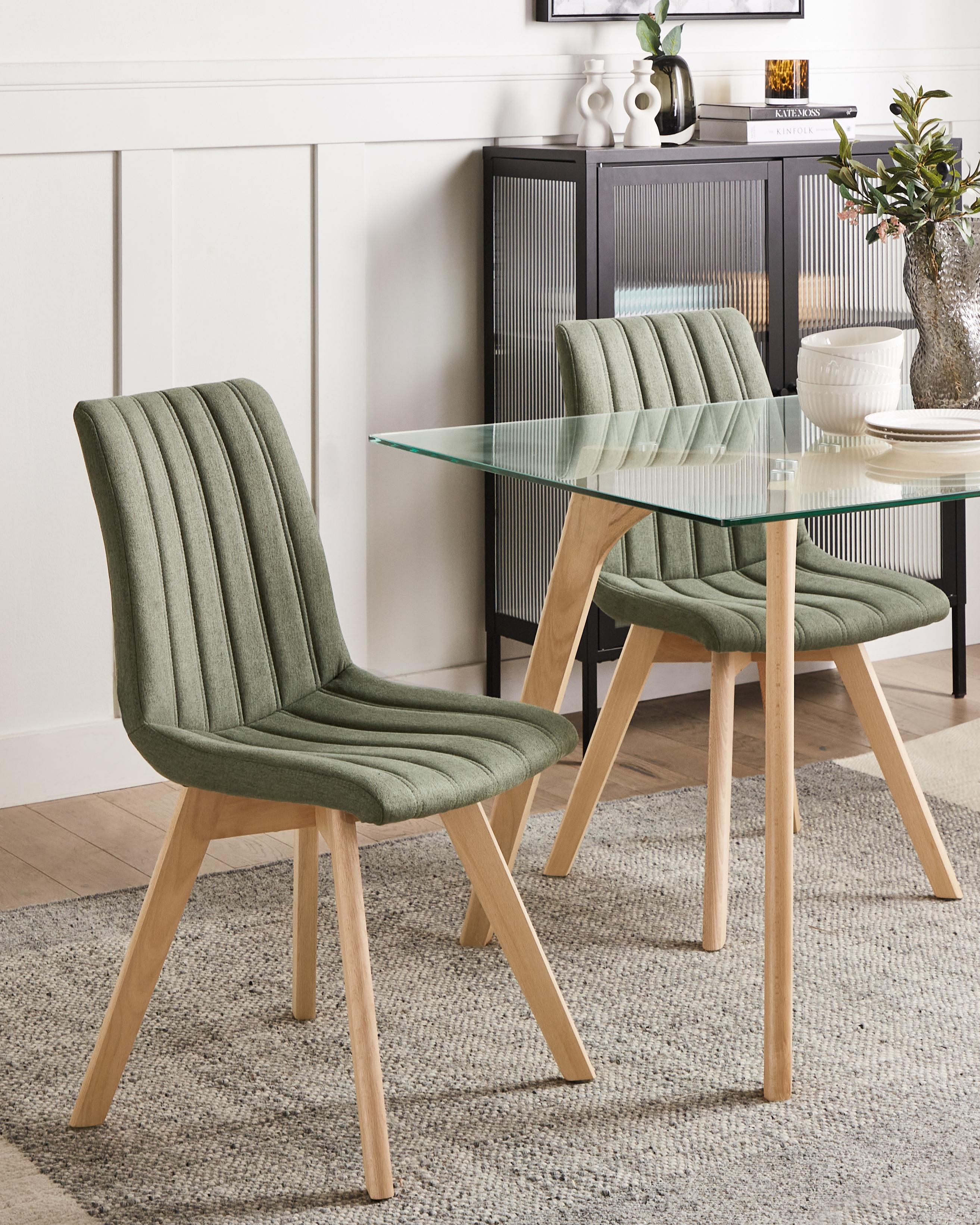 Set van 2 eetkamerstoelen CALGARY Stof Donkergroen