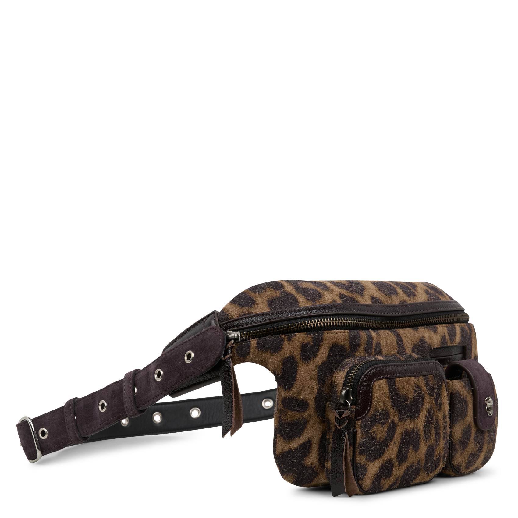 ROMEO - Sac banane en cuir imprimé | Marron