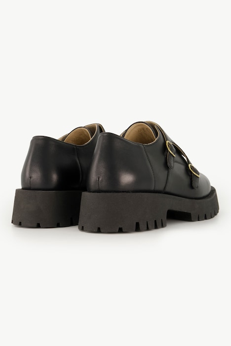 Leder-Slipper, Schnallen, Wechselfußbett, Weite H