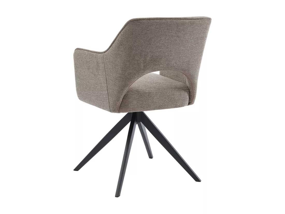 Chaise pivotante avec accoudoirs en tissu et métal noir - Taupe - KONYA