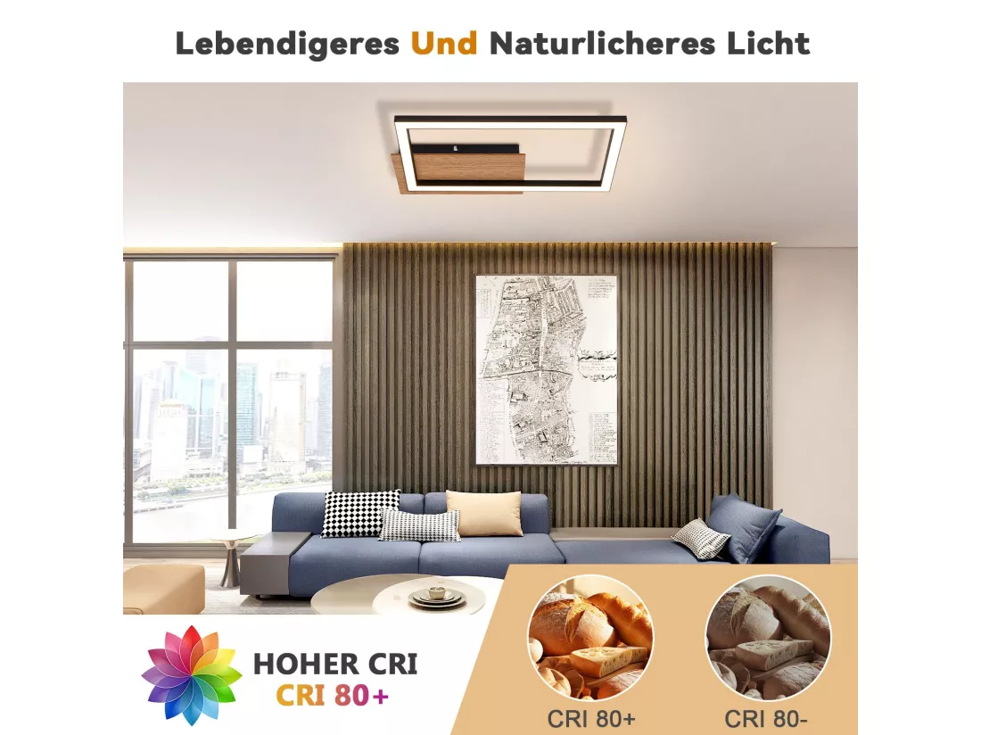 NETTLIFE plafonnier LED plafonnier moderne 12W bois 3000K