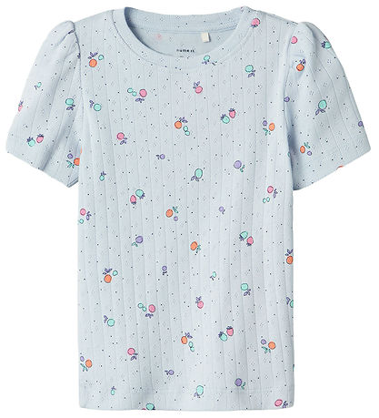 Name It T-Shirt - NmfHamanda - Xenon Blue m. Lochmuster