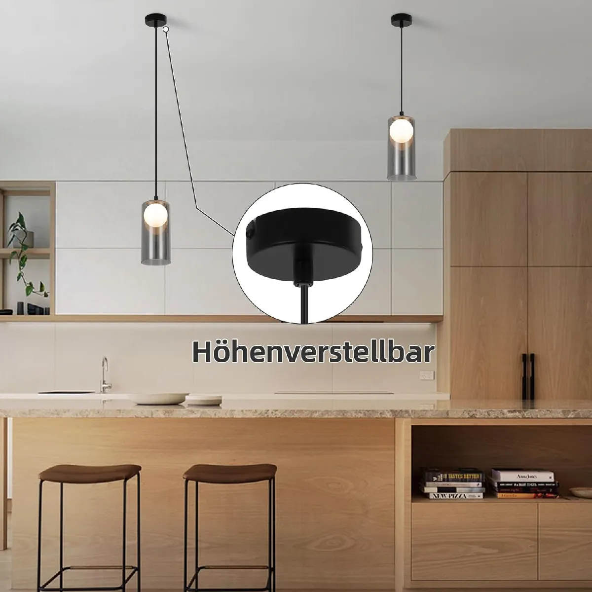 ZMH Suspension Design Noir Verre Vintage