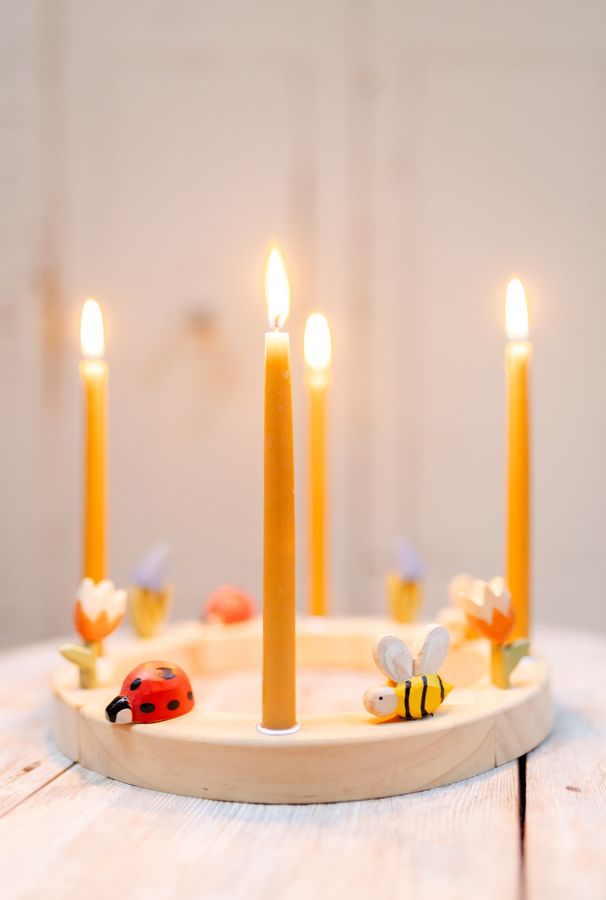 Stekers voor jaarring, hout, beestjes en bloemen, 4 stuks