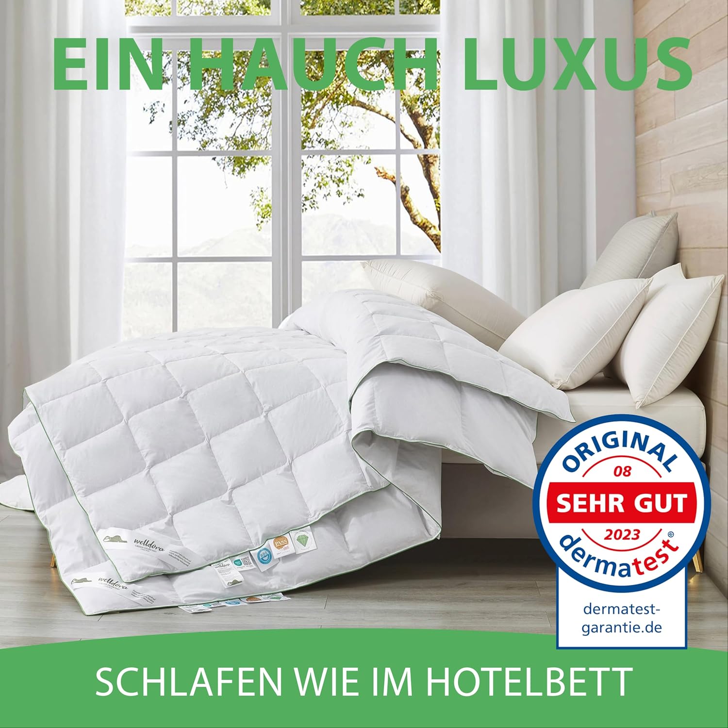 Welldora Komfort Bettdecke 155x220 zweiteilig | 100% weiche Federn & Daunen | Fachärztlich geprüft, Oeko-Tex, Allergiker | Zert. für Tierwohl | 2 Decken Vierjahreszeiten Daunendecke Sommer & Winter
