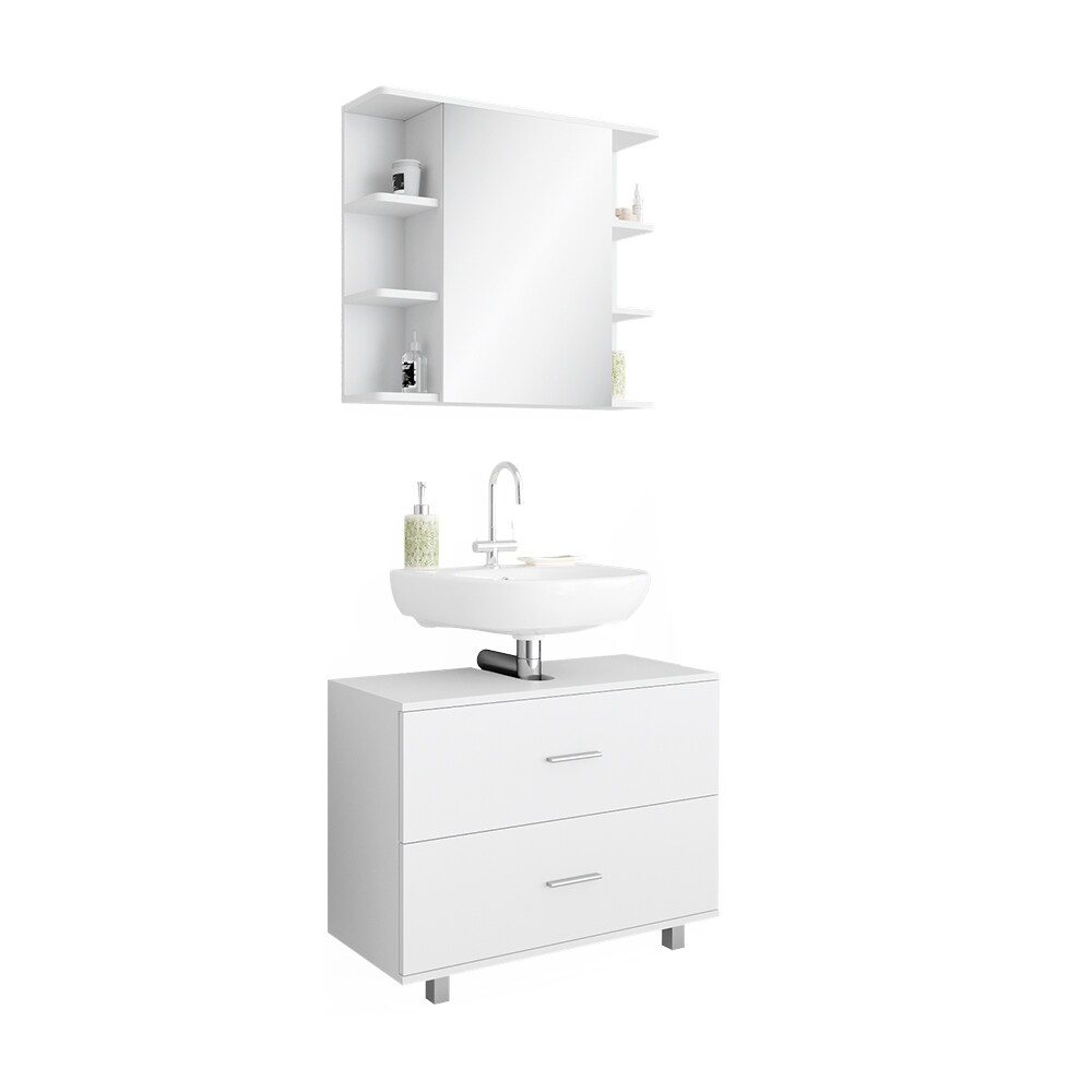 VICCO Badmöbel Set ILIAS WeißBad Spiegel Unterschrank Badschrank