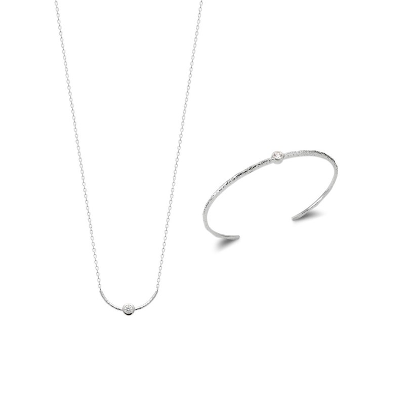 Collier Femme - Argent 925 - Oxyde de zirconium - Longueur : 45 cm