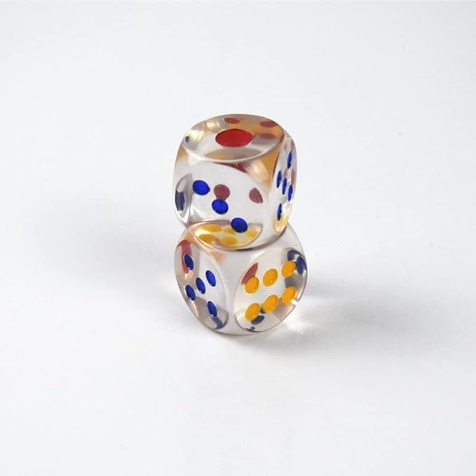 (2er Set) 30x30mm XL Acryl Würfel Spiel Zubehör Party Cube Würfelspiel - Transparent / Bunt