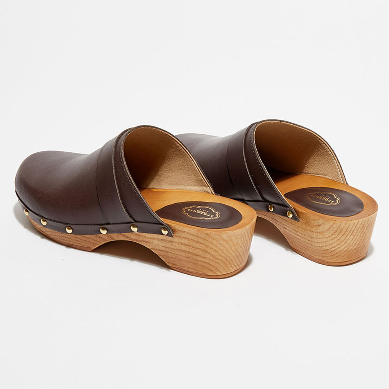 Apologie Studio Sabots en Cuir Paige marron foncé - Talon 4.5 cm